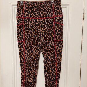 NWOT Chico's Leopard Print w/ Red Accent Full Length Leggings size 1 (8/10)